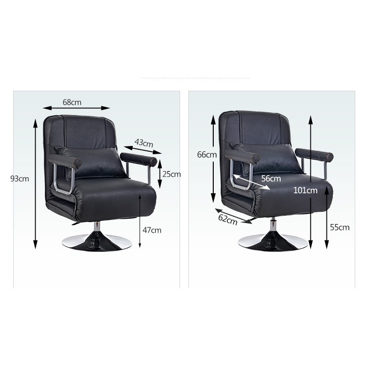 Ghế sofa giường bọc da - ghế lười kèm gối thư giãn đa năng - ghế văn phòng