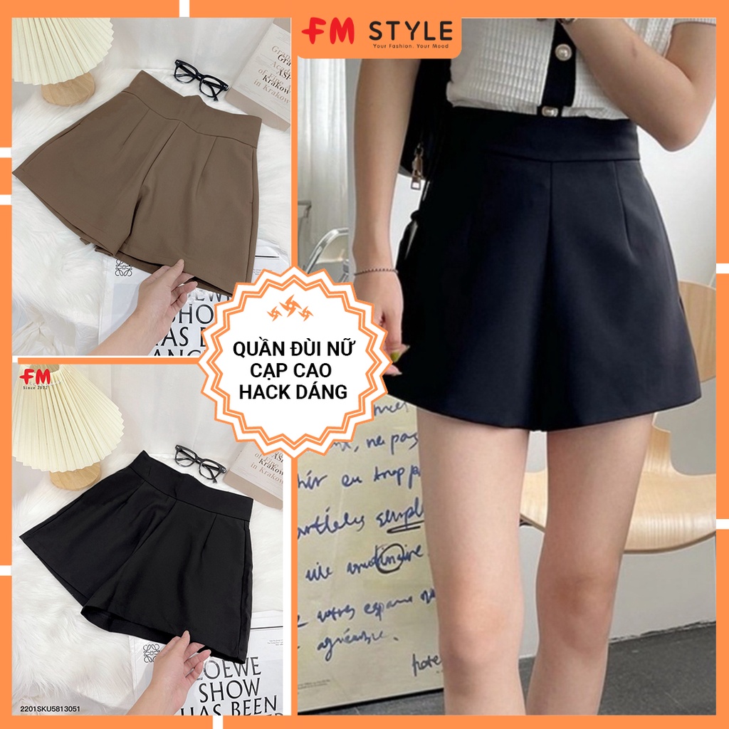 Quần đùi kaki nữ FM Style giả váy lưng cao ống rộng cao cấp phong cách Hàn Quốc hiện đại trẻ trung 220130503