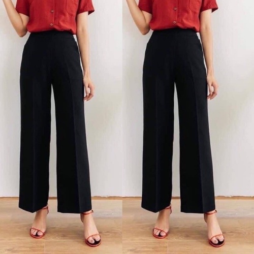 Quần tây nữ ống rộng suông lưng cao công sở Homieyl cao cấp, quần culottes ống rộng màu đen đi học đi làm chất vải đẹp