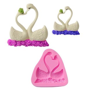 Khuôn silicon Đôi Thiên Nga Tình Yêu làm bánh rau câu 3D 4D nhấn xôi