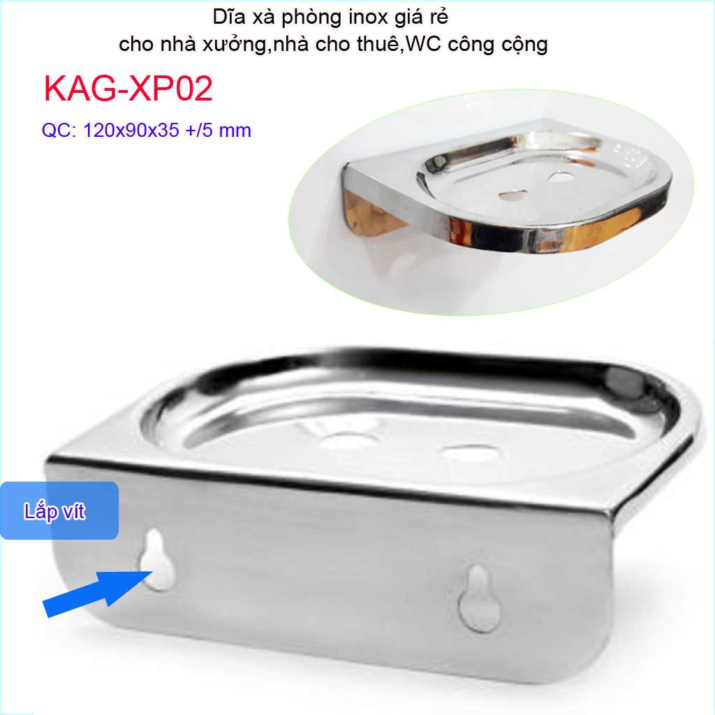 Dĩa xà phòng Inox 304 cho nhà trọ, dĩa đựng xà bông cục KAG-XP02