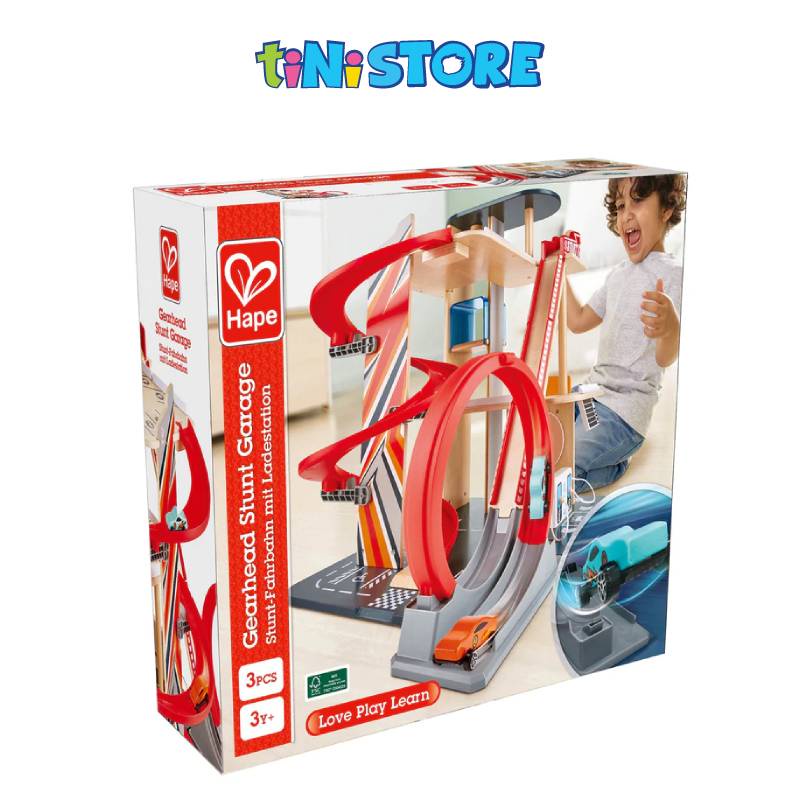 Đồ chơi bằng gỗ Hape bãi đậu xe nhiều tầng thú vị cảm giác mạnh TiNiTOY E3019