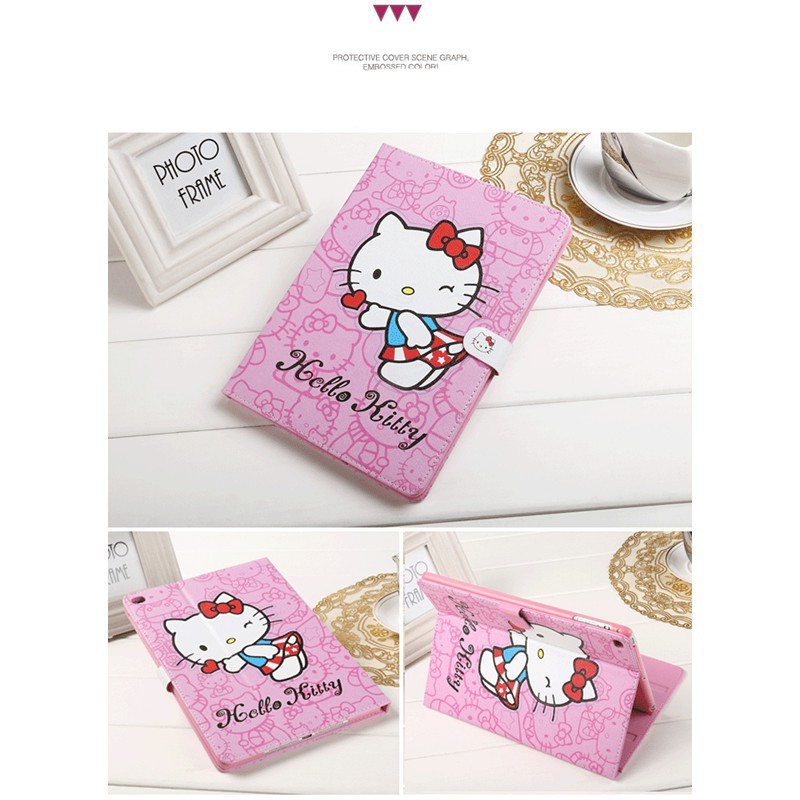 Bao da nắp gập thông minh in hình Hello Kitty cho iPad Mini 2/3/4/ Air 1/Air 2/(9.7)2017/2018/ 2/3/4