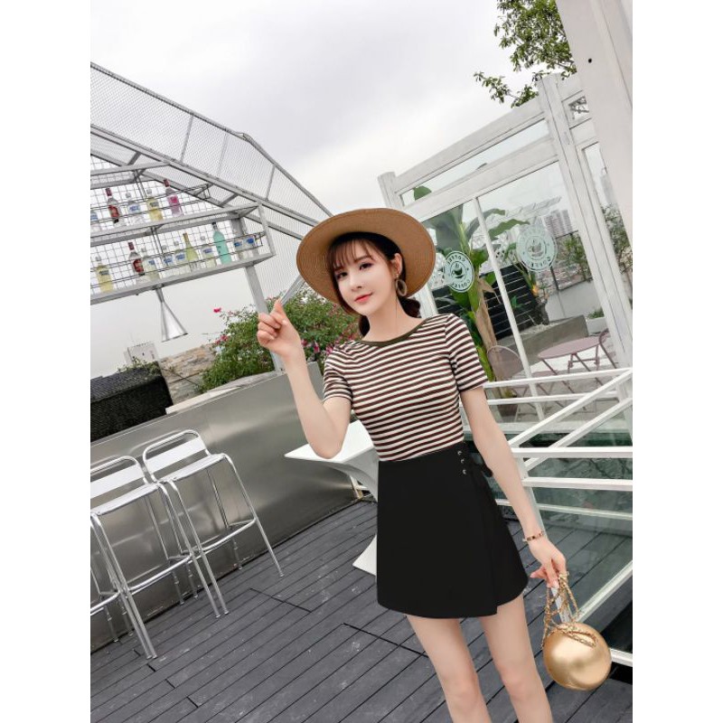Quần short giả váy ngắn - Màu Đen from vừa cạp chun Quần sooc đùi nữ giả kiểu chất umi Mặc công sở đi chơi học làm ở nhà