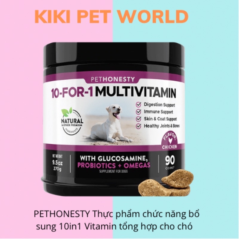 Pet Honesty Thực phẩm chức năng cho chó viên 10 trong 1 vitamin tổng hợp hàng Mỹ