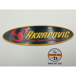 Tem nhôm dán pô decal dán pô xe máy logo nhôm dán xe Akrapovic Elip size 14.5x5cm #342