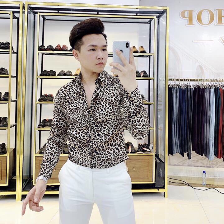 Áo Sơ Mi Nam Da Báo Vải Cát Hàn Gấp Hộp