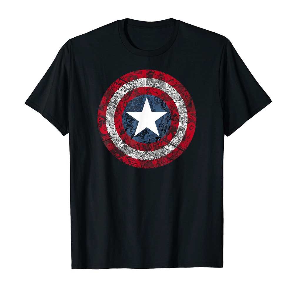 Áo thun cotton unisex HTFashion in hình Marvel Captain America Avengers Shield Comic-9174