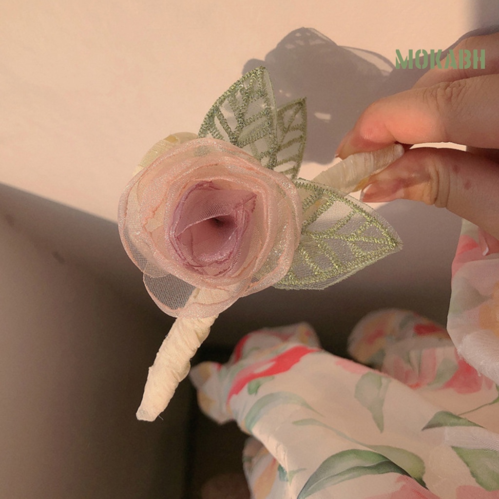 < Kẹp Tóc Càng Cua Bằng Vải Lưới Trang Trí Hoa Tinh Tế Chất Lượng Cao Phong Cách Ngọt Ngào Cho Nữ >