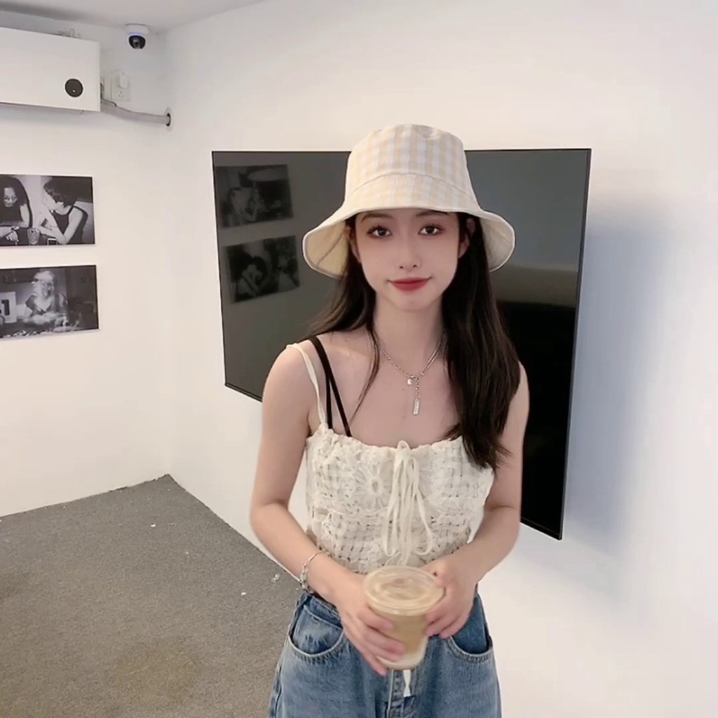 Nón Tai Bèo Hai Mặt Thoáng Khí Chống Tia UV Họa Tiết Hoa Nhỏ Dễ Thương Cho Nữ