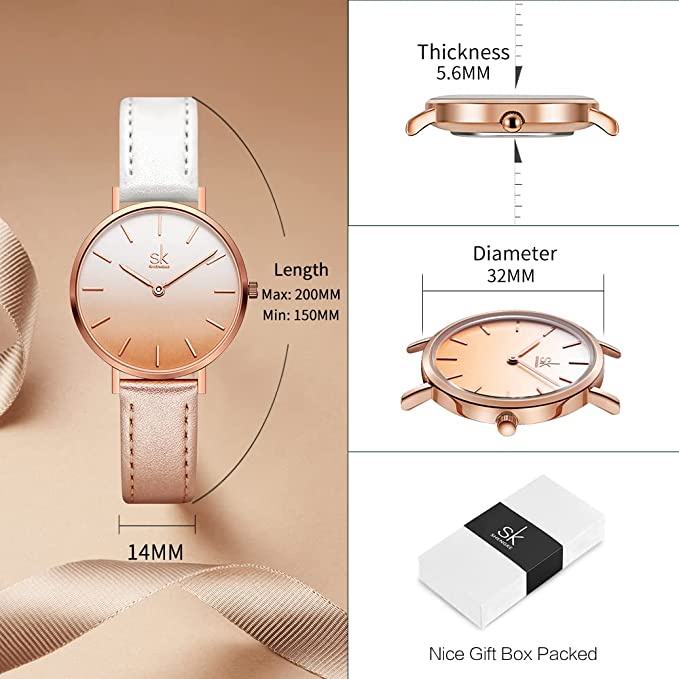 Đồng Hồ Shengke Dây Da Thật Phong Cách Doanh Nhân Cho Nữ