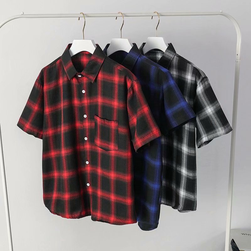 Fashion Plaid Short Sleeve Men's Shirt
