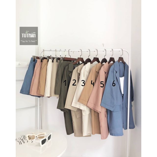 Set blazer + quần short linen( Ảnh Thật )