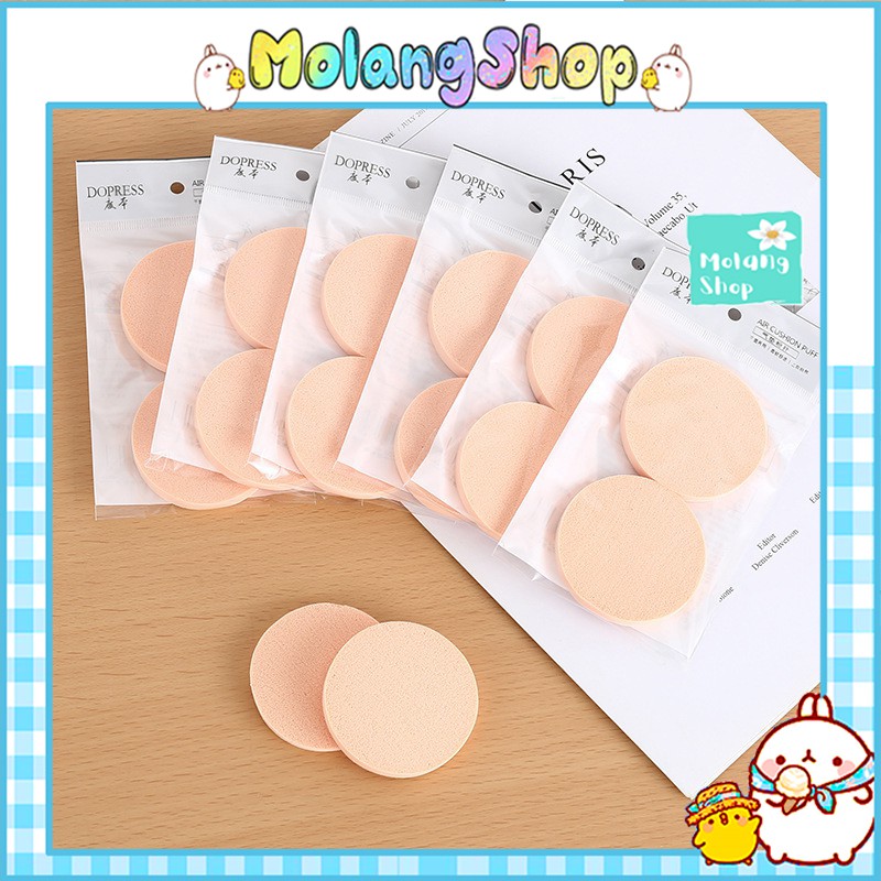 [ Set 2 Miếng ] Mút Tròn Tán Kem Nền Dopress - Bông Mút Phấn Nước Mềm Mướt Air Cushion Puff Molangshop