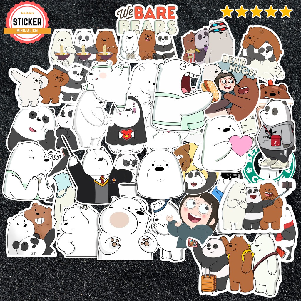 Sticker Gấu We Bare Bear chống nước sticker dán laptop, điện thoại, đàn guitar, dán mũ bảo hiểm, vali...