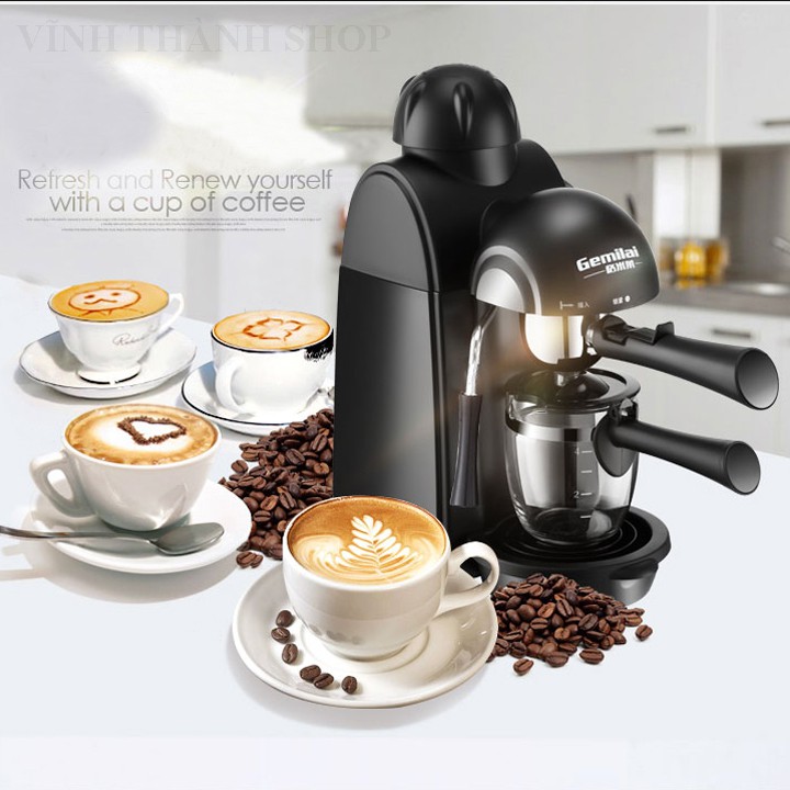 MÁY PHA CÀ PHÊ ESPRESSO CAPPUCCINO GIA ĐÌNH VÀ VĂN PHÒNG, CÔNG SUẤT 800W, THIẾT KẾ SANG TRỌNG