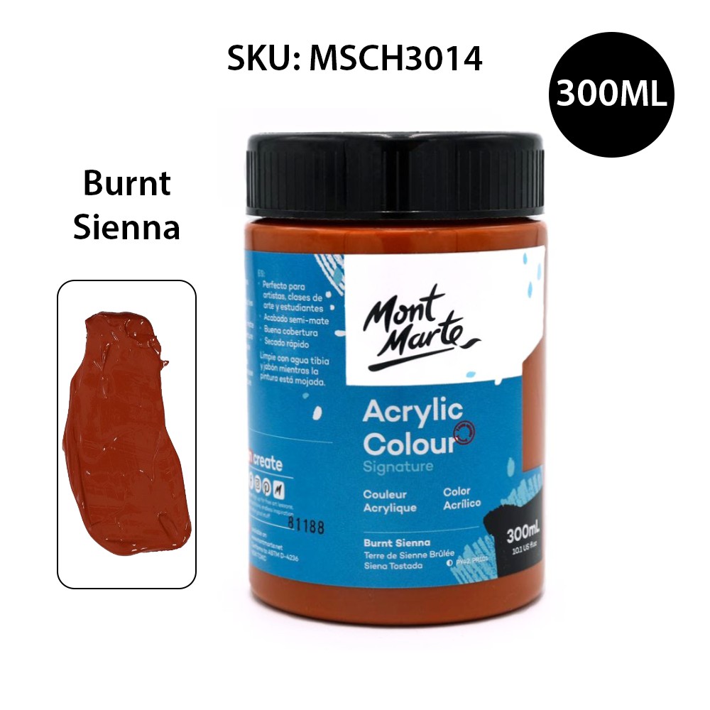 Màu Acrylic Mont Marte 300ml - Burnt Sienna - Acrylic Colour Paint Signature 300ml (10.1oz) - MSCH3014