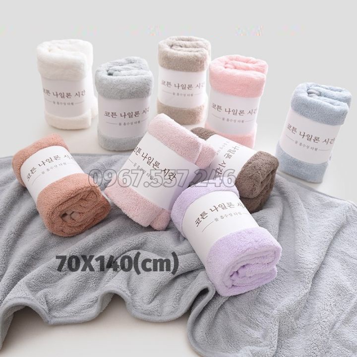 Khăn tắm Hàn Quốc 100% cotton cao cấp kt 1m4x70 siêu dày thấm hút tốt, không đổ lông, không ra màu