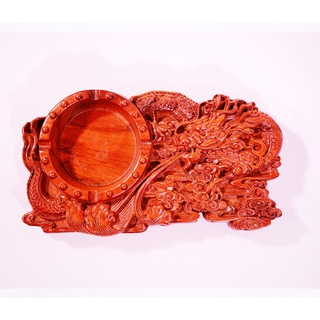 gạt tàn gỗ hương điêu khắc rồng,chép vượt long môn