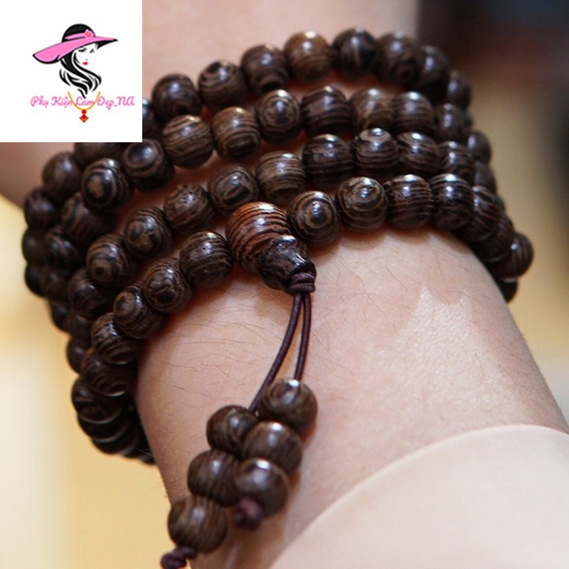 Vòng Tay Trầm Hương, Chuỗi Vòng 108 Hạt Trầm Tự Nhiên Tặng Kèm Hộp Đựng Và Dây Chỉ Đỏ May Mắn