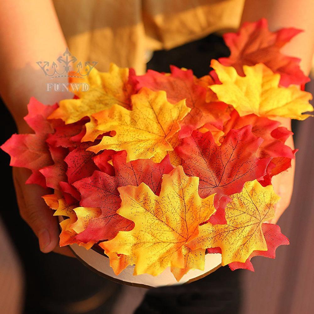 Artificial Maple Leaves Home 100pcs Silk Room 8x8cm Display Fake Supplies Autumn Wedding Simulation High quality