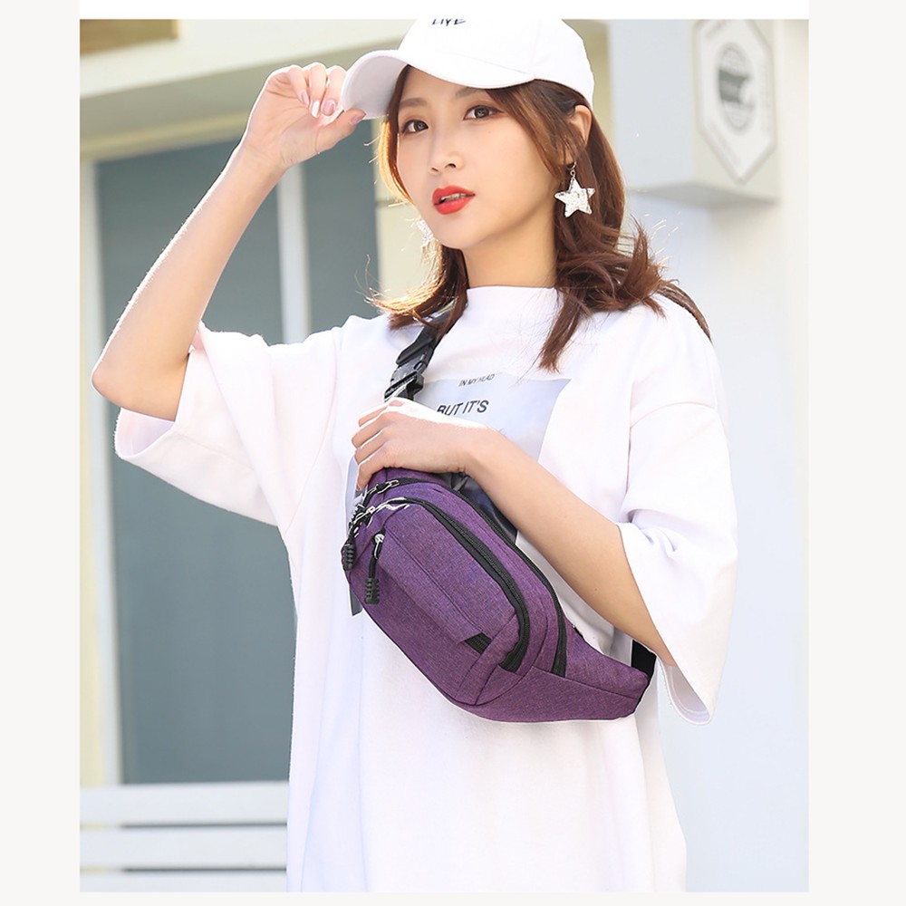 Túi thắt lưng thể thao đựng điện thoại nam nữ phong cách Hàn Quốc – Túi đeo chéo thời trang chống thấm vải Oxford