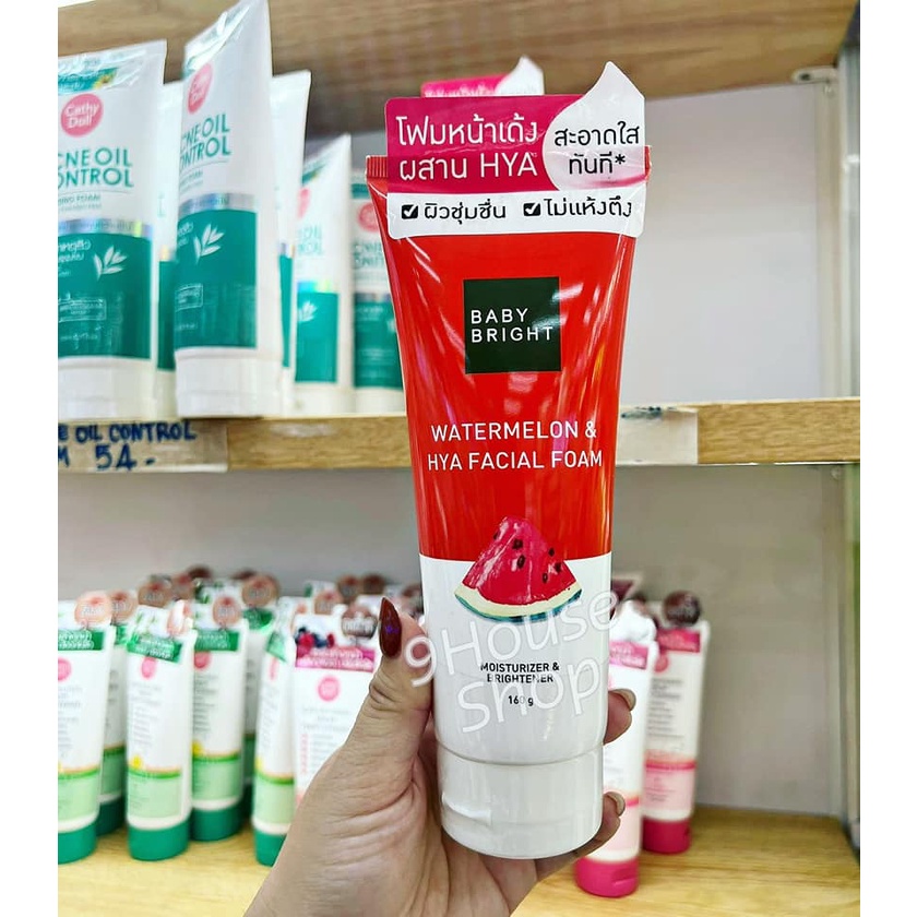 01 Tuýp Sữa Rửa Mặt Sáng Da Dưỡng Ẩm Hương Dưa Hấu Watermelon & Hya Facial Foam Baby Bright Thái Lan 160gram