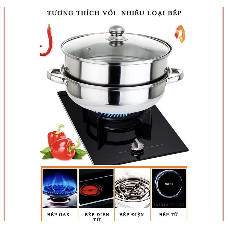 Nồi Hấp,Xững Hấp inox 28cm.(có thể dùng để ăn lẩu)