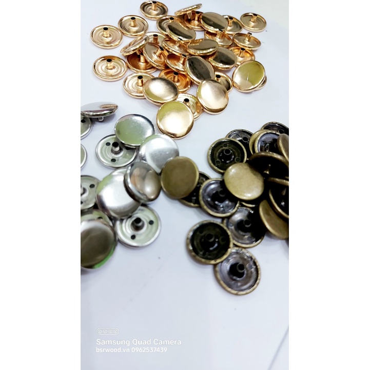 Nút bấm 4 thành phần  Cúc bấm áo khoác Loại 17mm Bằng thau không gỉ Màu bạc, vàng, đồng, đen Phụ liệu may mặc
