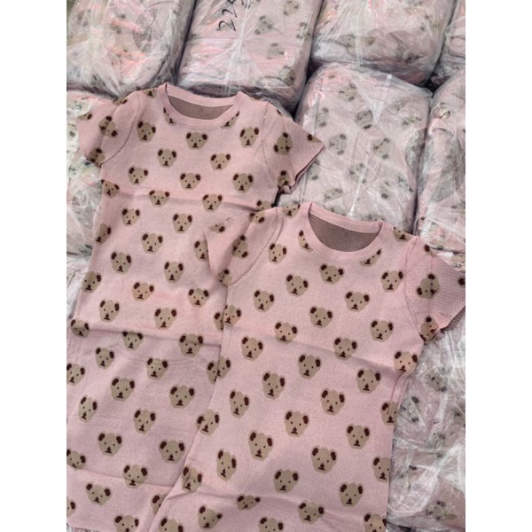 Váy len nữ body gấu hồng chất len tăm co giãn form ôm siêu đẹp