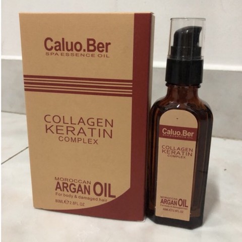 ( thanh lý) Tinh dầu Caluo.Ber Argan Oil Collagen Keratin Complex dưỡng tóc bóng mượt 80ml (Italy