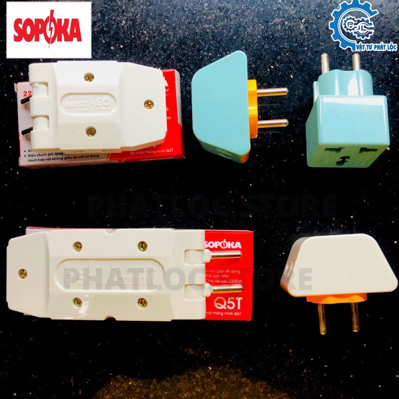 Phích cắm điện 1 ra 3-Đầu chuyển đổi 2 thành 3- Ổ cắm nối chia 5 ngã SOPOKA, OMINSU, ĐIỆN QUANG