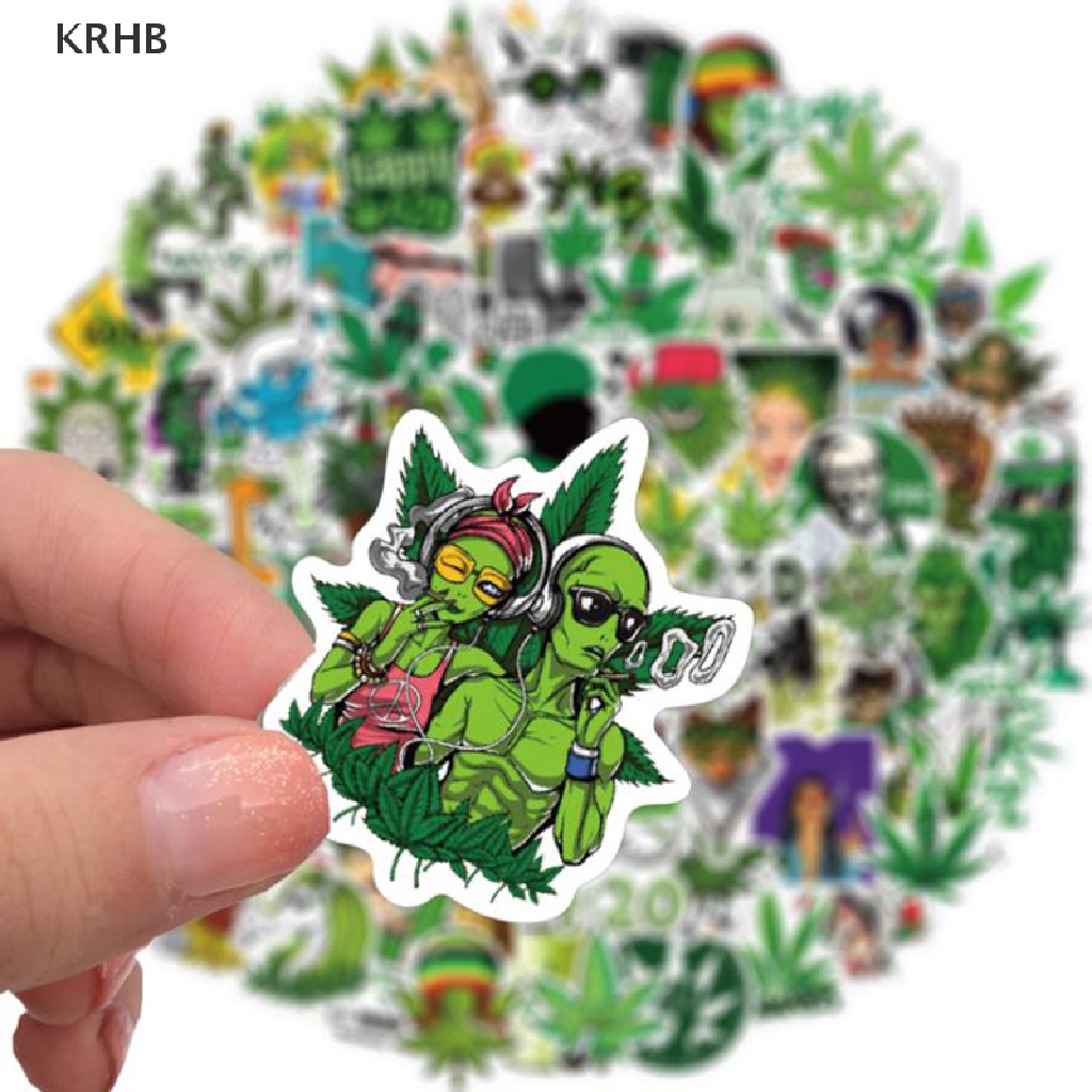 Set 100 Miếng Dán Graffiti Hình Lá Đa Dạng Dùng Trang Trí Mũ Bảo Hiểm Laptop Ván Trượt Mới