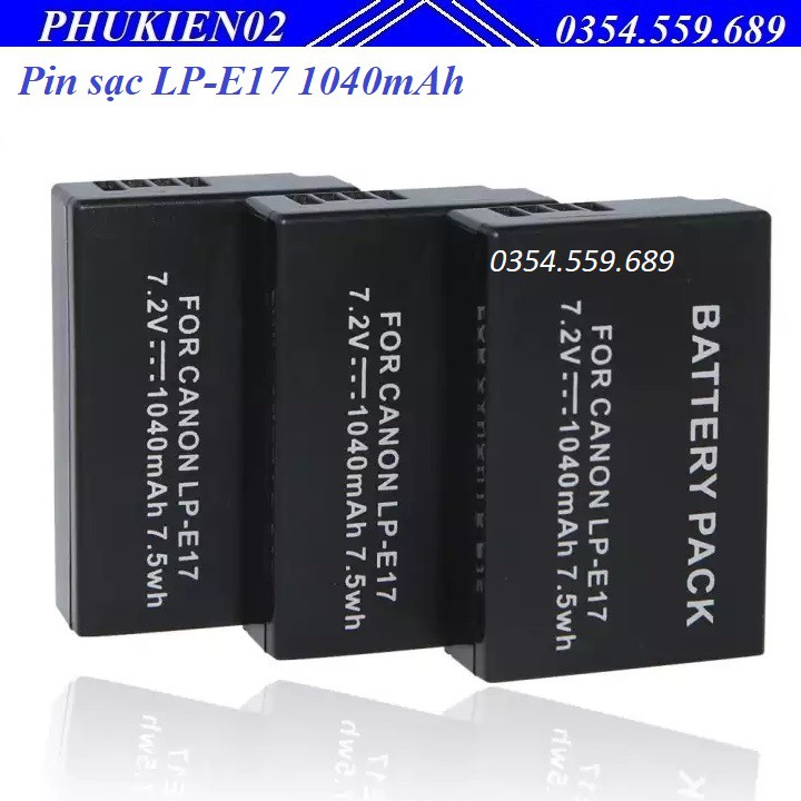 Pin sạc LP-E17 1040mAh cho máy ảnh CANON 750D 760D, 77D, M3, M5, 800D, M6