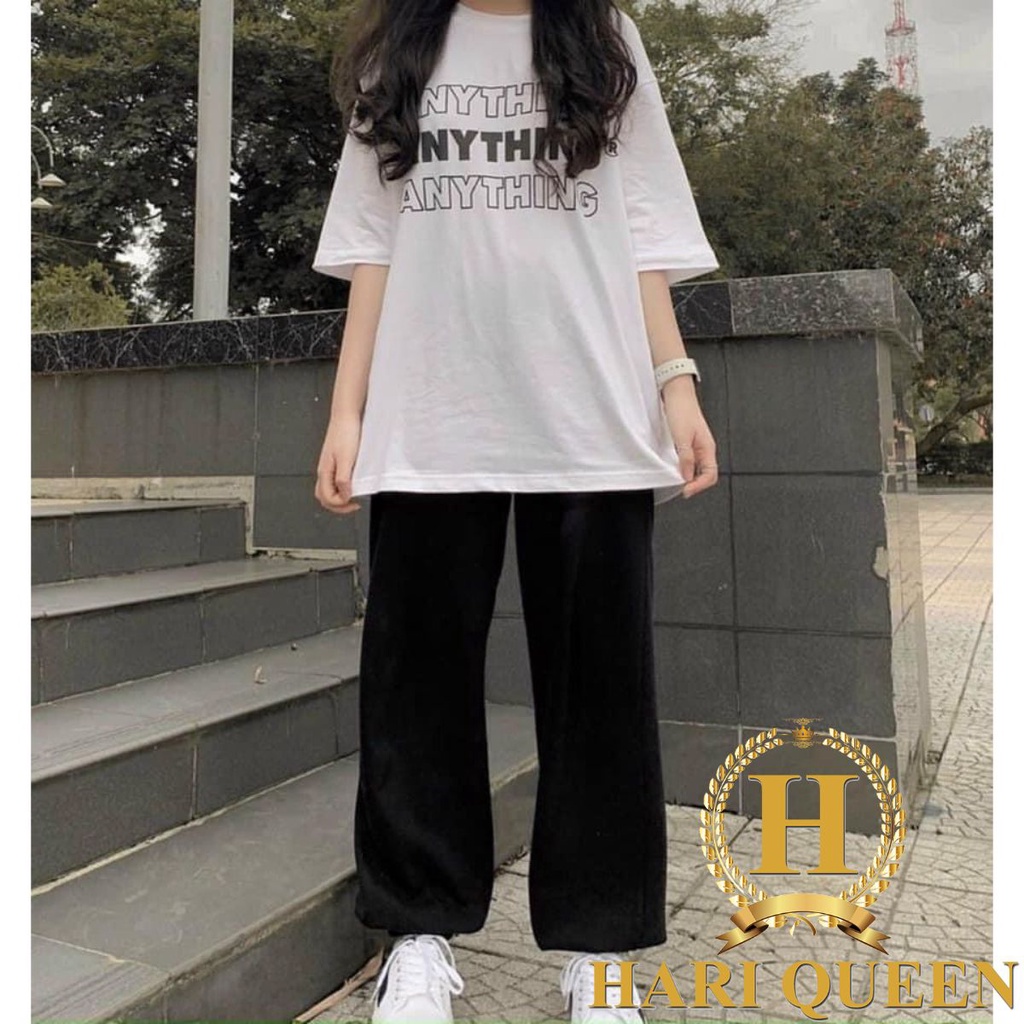 Sét áo phông Anything + quần chun gấu đen HARI0321