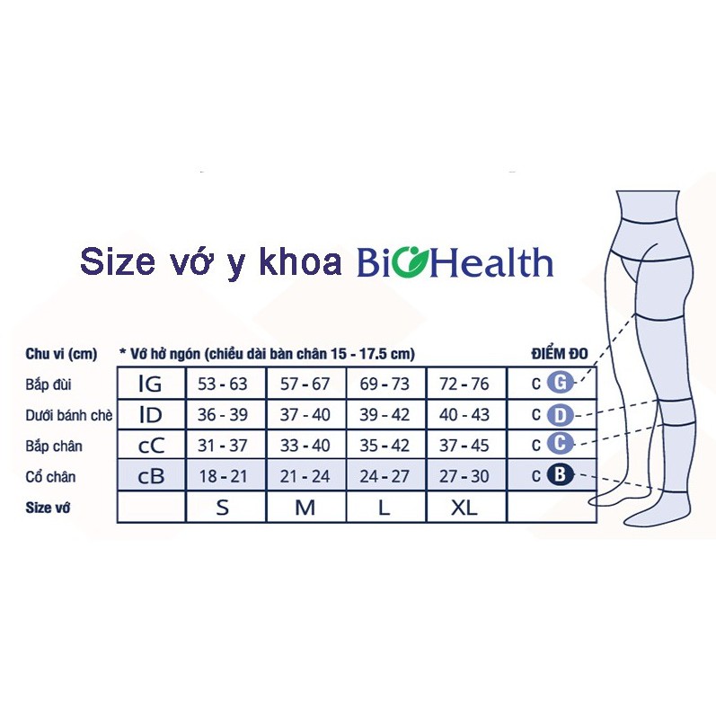 (Vớ gối) Vớ y khoa giãn tĩnh mạch Biohealth Medical Compression Stocking giúp hỗ trợ điều trị suy giãn tĩnh mạch chân.