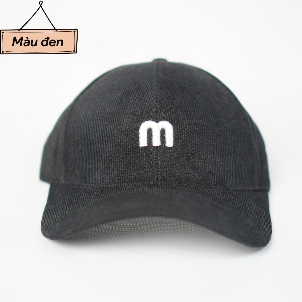 Nón Mũ Lưỡi Trai, Nón kết nhung thêu chữ M phong cách HQ Unisex Nam Nu