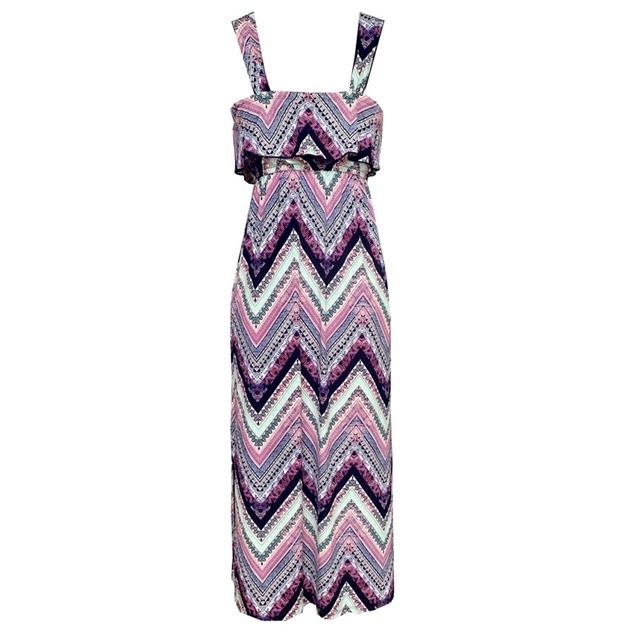 Váy Đầm Maxi Hai Dây Bèo Ngực Thổ Cẩm Xẻ Tà THREE PINK HEARTS Hàng Xuất Xịn Cao Cấp Mát Lịm Nặng Tay