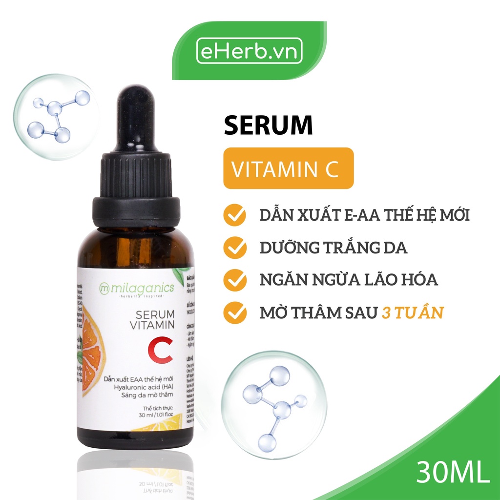 Tinh Chất Serum Sáng Da & Mờ Thâm Vitamin C Dẫn Xuất EAA Thế Hệ Mới - MILAGANICS Bright Complete 10% EAA Serum 30ml
