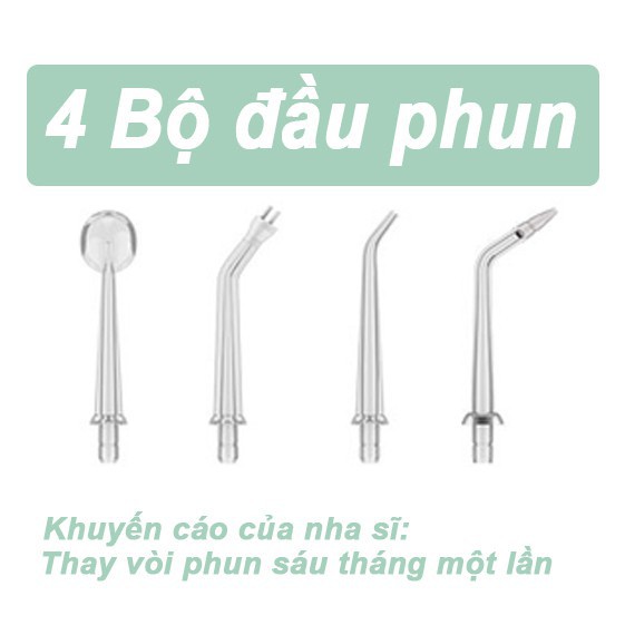 Máy tăm nước cầm tay LISSA - Tăm nước cầm tay vệ sinh răng miệng - Tặng kèm 4 đầu phun, bảo hành 3 tháng