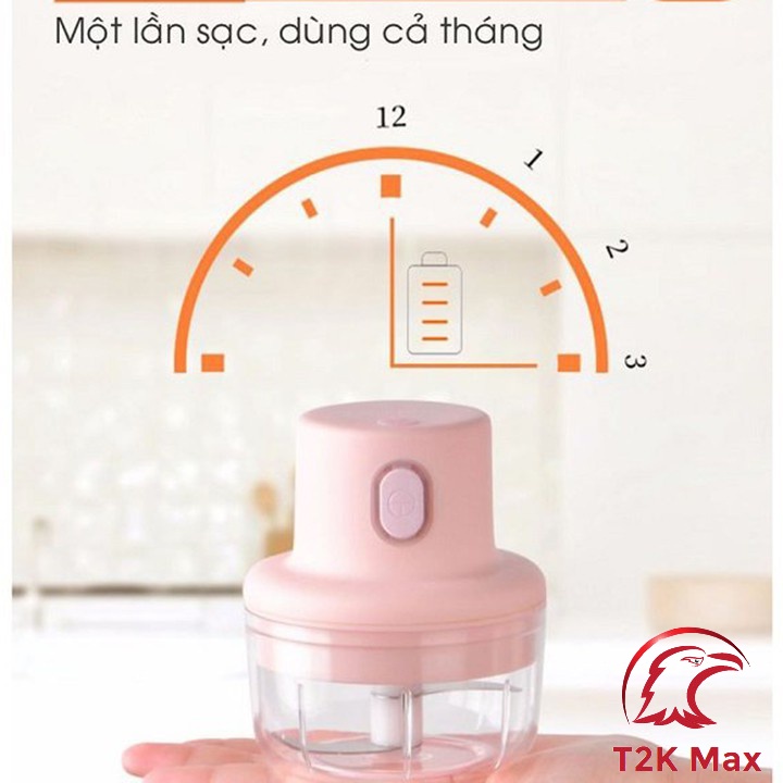 Máy Xay Tỏi Ớt Mini Cầm Tay Đa Năng Dung Tích 250ml Có Cổng Sạc Usb - T2K Max