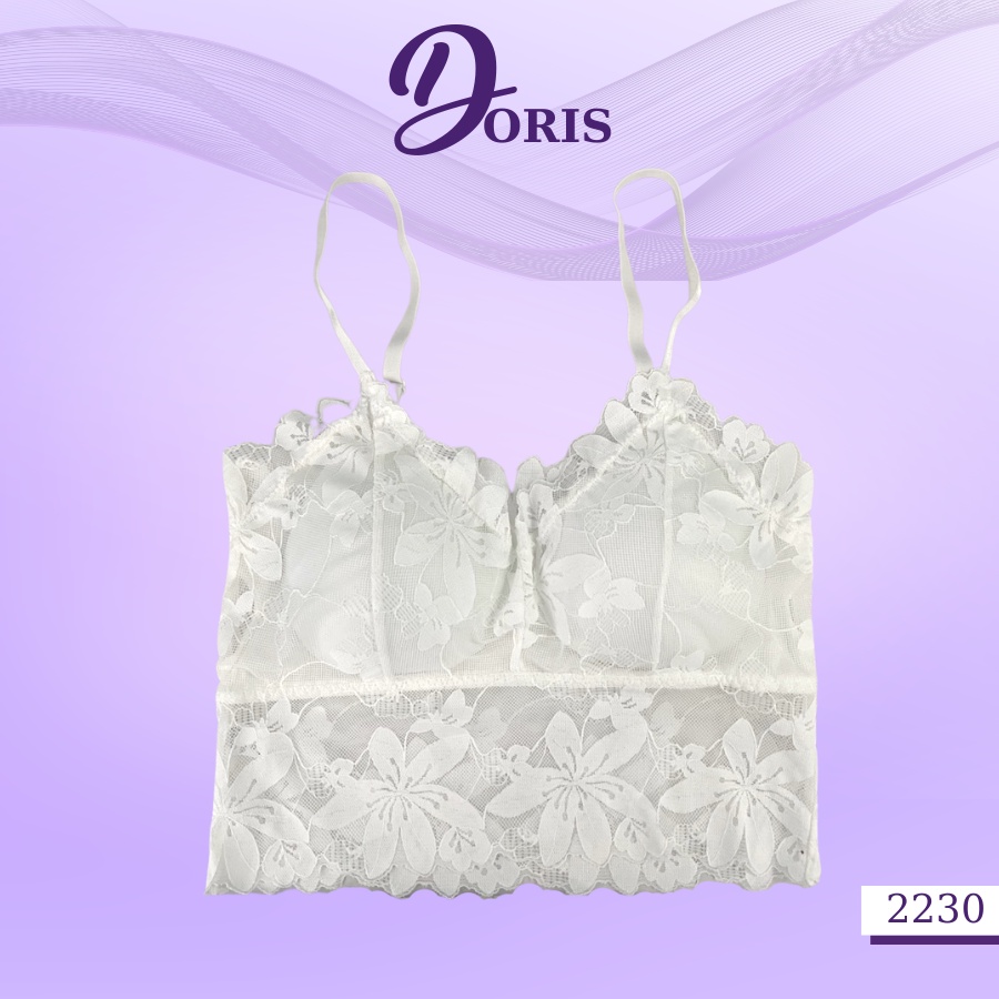 Áo Lót Ngực Bra Hai Dây Đệm Mút Nâng Ngực Chất Ren Họa Tiết Hoa Siêu Mềm Mịn Co Dãn DORIS 2230