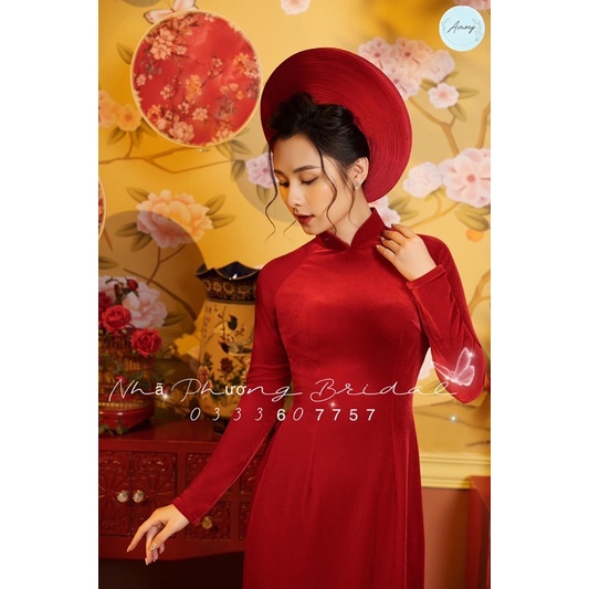 [Đủ Màu] Áo Dài Nhung truyền thống sang trọng,cao cấp-Viền trai cổ và tay