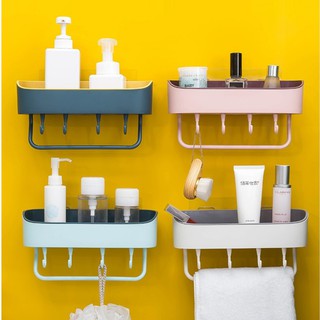 Kệ nhà tắm dán tường nhựa 2 lớp chắc chắn, giá để đồ nhà tắm cao cấp hàng đẹp