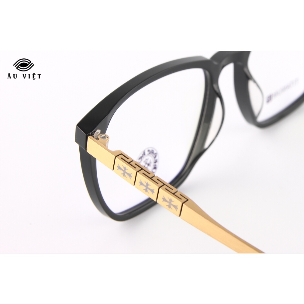 Gọng kính CH-1919 kim loại titanium nam nữ dáng chữ nhật vuông màu vàng/bạc Full box