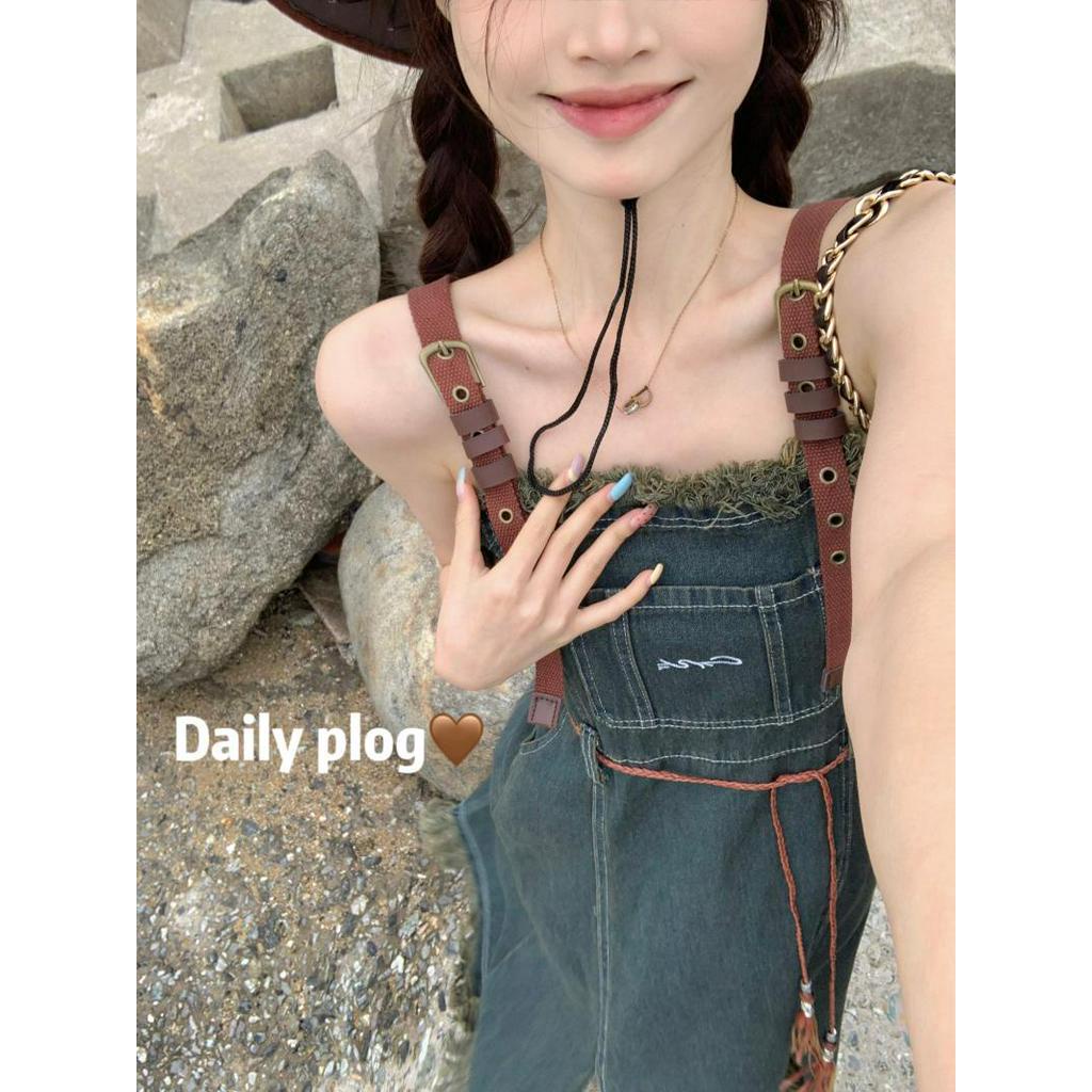 Đầm Denim Hai Dây Phong Cách Retro Mỹ 62214