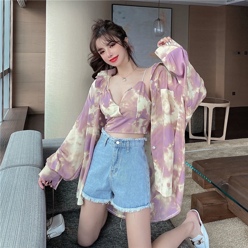 AMOI Áo Hai Dây Dáng Rộng Họa Tiết Kẻ Sọc Thời Trang 2022 Trẻ Trung Cho Nữ