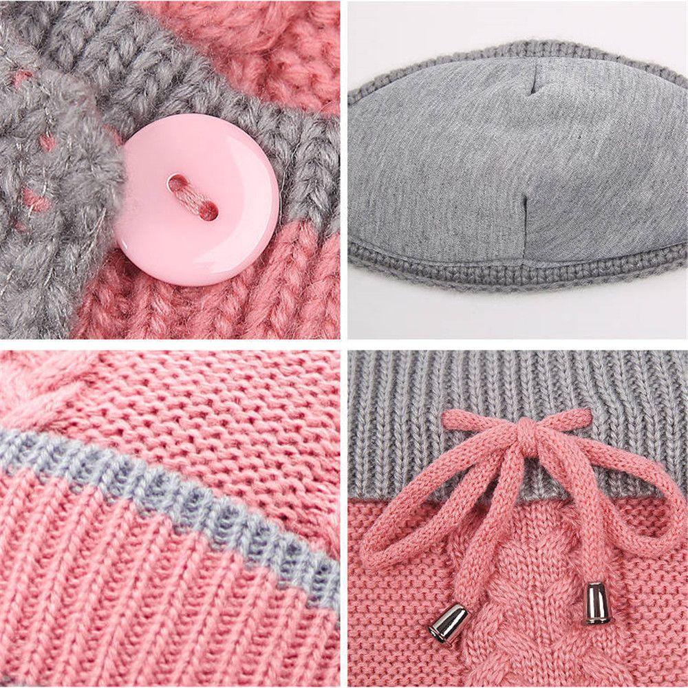 Set 3 Mũ beanie Trùm Đầu Kiêm Khăn Choàng Cổ Giữ Ấm Chống Lạnh Cho Nữ