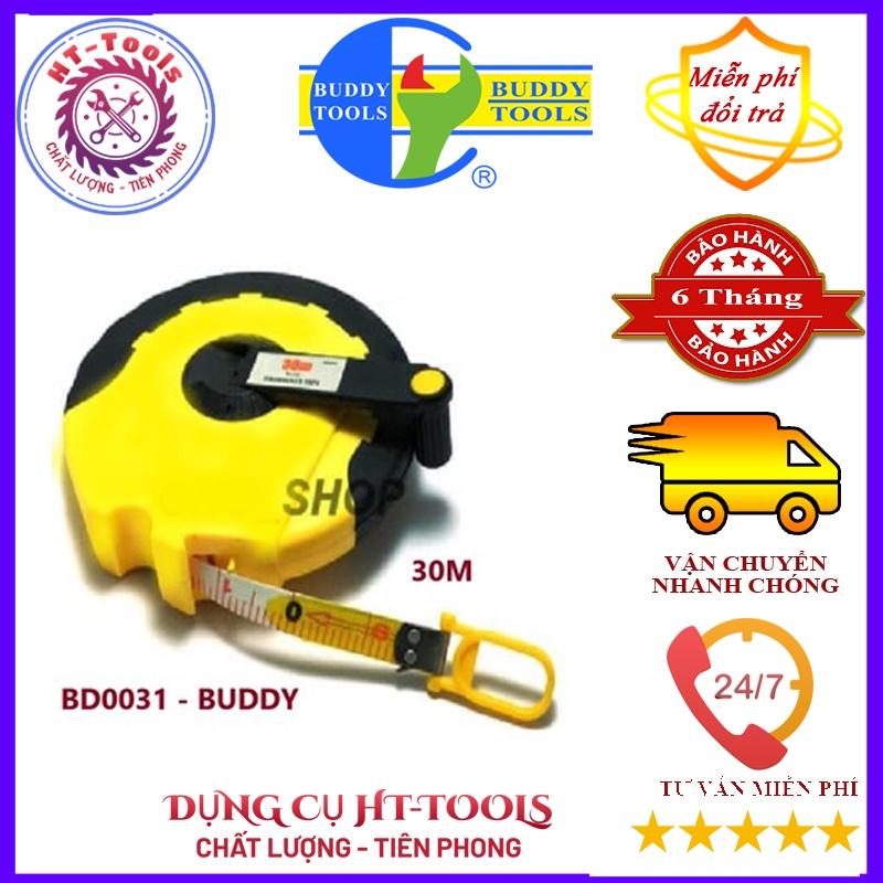 Thước Dây Sợi Thuỷ Tinh Cuộn Tròn 30m BD0031 BUDDY