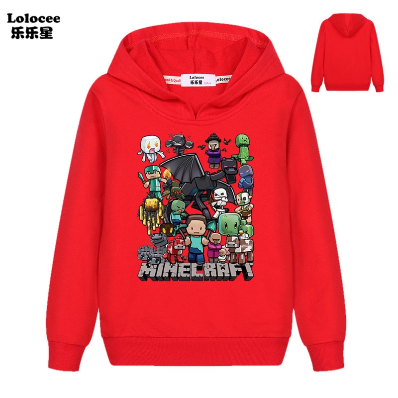 Áo Hoodie Tay Dài In Hình Trò Chơi Minecraft Cho Bé 4-14 Tuổi